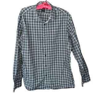 Michael Kors Tailored fit olive green and white checkered long sleeved men’s XL